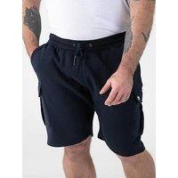 D555 Navy Elasticated Waist Fleece Cargo Shorts With Bear Embroidery