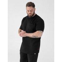 D555 Stretch Jacquard Crew Neck T-Shirt With Chest Patch Pocket - Black
