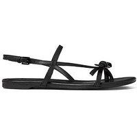 Kate Spade New York Loop Smooth Leather Flat Sandals - Black
