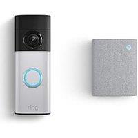 Ring Battery Video Doorbell Plus (2Nd Gen) - Retinal 2K With Quick Release Battery - Nickel Silver (Newest Gen) + Chime (3Rd Gen)