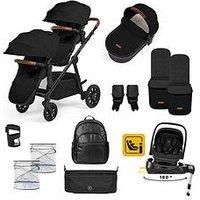 Ickle Bubba Virgo Growing Family 14 Piece Travel System With I-Size Nimbus Car Seat & Spin Isofix Base - Black/Black/Tan