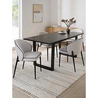 The Very Collection Etta Dining Table With Black Marble Effect Top & 4 Maya Chairs