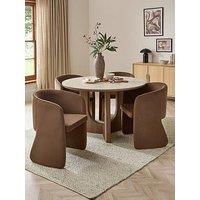 Michelle Keegan Home Esta 120Cm Round Dining Table & 4 Arlo Dining Chairs - Fsc Certified