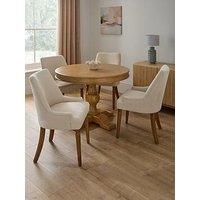 The Very Collection Camille 110Cm Solid Wood Pedestal Dining Table & 4 Camille Dining Chairs