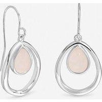 Inicio Sterling Silver Plated Rose Quartz Polished Oval Drop Earrings