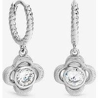Inicio Sterling Silver Plated Satin Clover Huggie Hoops