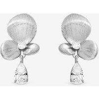 Inicio Sterling Silver Plated Satin Floral Drop Earrings