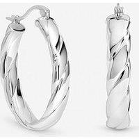 Inicio Sterling Silver Plated Polished Textured Oval Hoop Earrings