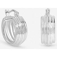 Inicio Sterling Silver Plated Ridged Hoop Earrings