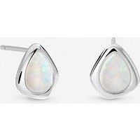 Inicio Sterling Silver Plated Opal Polished Stud Earrings