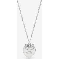 Inicio Sterling Silver Plated Butterfly Charm Personalised Heart Pendant - Gift Pouch