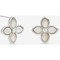 Inicio Sterling Silver Plated Mother Of Pearl Clover Stud Earrings