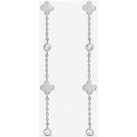 Inicio Sterling Silver Plated Crystal Clover Fine Long Drop Earrings