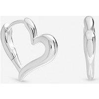 Inicio Sterling Silver Plated Polished Heart Hoop Earrings
