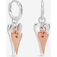 Inicio Sterling Silver Plated Two Tone Heart Charm Hoop Earrings - Gift Pouch