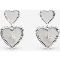 Inicio Sterling Silver Plated Mother Of Pearl Celestial Heart Drop Earrings