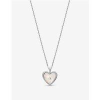 Inicio Sterling Silver Plated Mother Of Pearl Celestial Heart Pendant - Gift Pouch