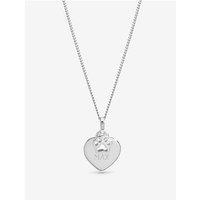 Inicio Sterling Silver Plated Pawprint Charm Personalised Heart Pendant - Gift Pouch
