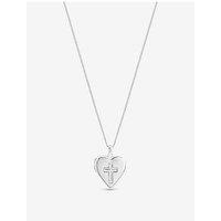Inicio Sterling Silver Plated Heart Cross Locket - Gift Pouch