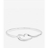 Inicio Sterling Silver Plated Polished Heart Bangle - Gift Pouch