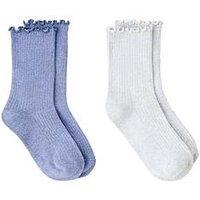 Mango Girls 2 Pack Rib Socks - Light Purple/White