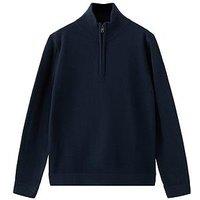 Mango Boys Half Zip Knitted Jumper - Navy