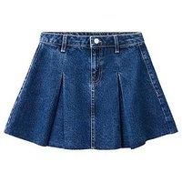 Mango Girls Pleated Denim Skirt - Blue