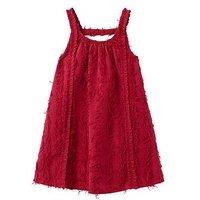 Mango Girls Textured Summer Dress - Dark Red