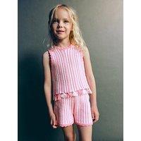 Mango Younger Girls Crochet Knitted Co Ord Top - Pink