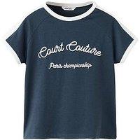 Mango Girls Court Couture Print T-Shirt - Navy