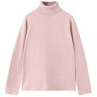 Mango Girls Knitted Roll Neck Jumper - Light Pink