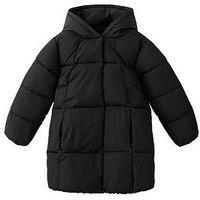 Mango Girls Longline Padded Coat - Black