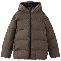 Mango Boys Hooded Padded Mid Length Coat - Brown