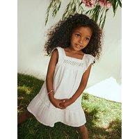 Mango Younger Girls Lace Trim Dress - Light Cream