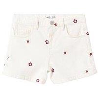 Mango Younger Girls Floral Denim Shorts - Cream
