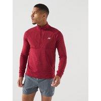 New Balance Mens Running Athletics Heat Grid 1/2 Zip Top - Red