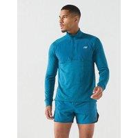 New Balance Mens Running Athletics Heat Grid 1/2 Zip Top - Blue