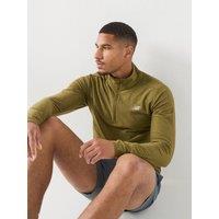 New Balance Mens Training Essentials Space Dye 1/4 Zip Top - Khaki Green