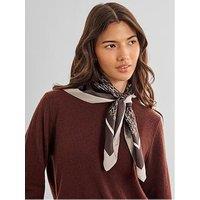 Katie Loxton Satin Multiway Kl Script Logo Scarf - Chocolate / Taupe / Off White