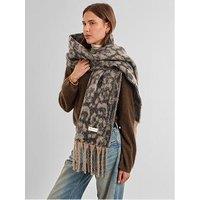 Katie Loxton Checked Tassel Scarf - Leopard