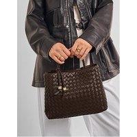 Katie Loxton Nova Hand Woven Top Handle Bag - Chocolate