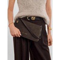 Katie Loxton Orin Twist Lock Small Shoulder - Bitter Chocolate Suedette / Chocolate Distressed