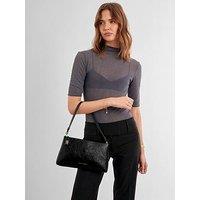 Katie Loxton Orin Twist Lock Small Shoulder - Black / Black Distressed
