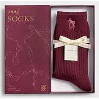 Katie Loxton Gift Boxed Ribbed 'Bow' Socks - Cherry