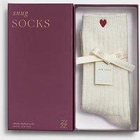 Katie Loxton Gift Boxed Chunky 'Heart' Knit Socks - Off White
