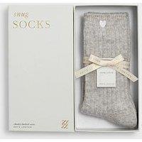 Katie Loxton Gift Boxed Chunky 'Heart' Knit Socks - Taupe