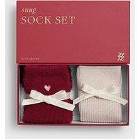 Katie Loxton Gift Boxed Duo Socks - Cherry Fluffy / Pink Sparkle