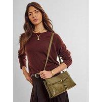 Katie Loxton Lori Crossbody Bag - Deep Olive Patent Crackle