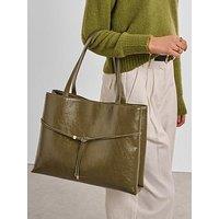 Katie Loxton Lori Tote Bag - Deep Olive Patent Crackle