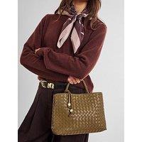 Katie Loxton Nova Hand Woven Top Handle Bag - Dark Olive
